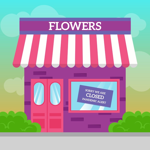 Free vector flower store closed due to pandemic