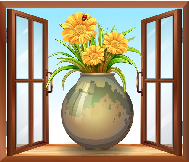 Flower in vase near window