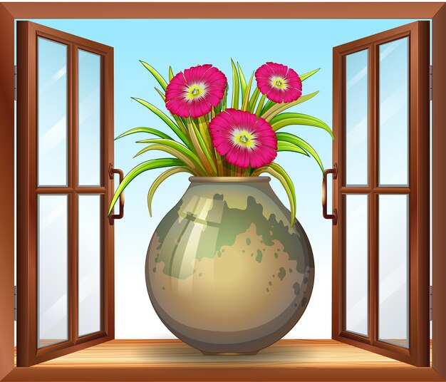 Flower in vase near window