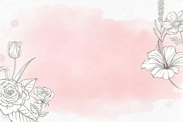 Цветочный акварельный фон, розовая роза кайма в винтажном дизайне вектор