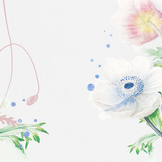 花の結婚式の背景、美的ボーダーデザインベクトル、ヴィンテージパブリックドメイン画像からリミックス
