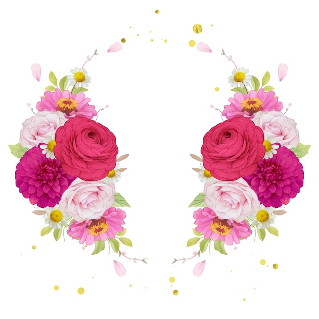 Free vector flower wreath of dark pink flowers