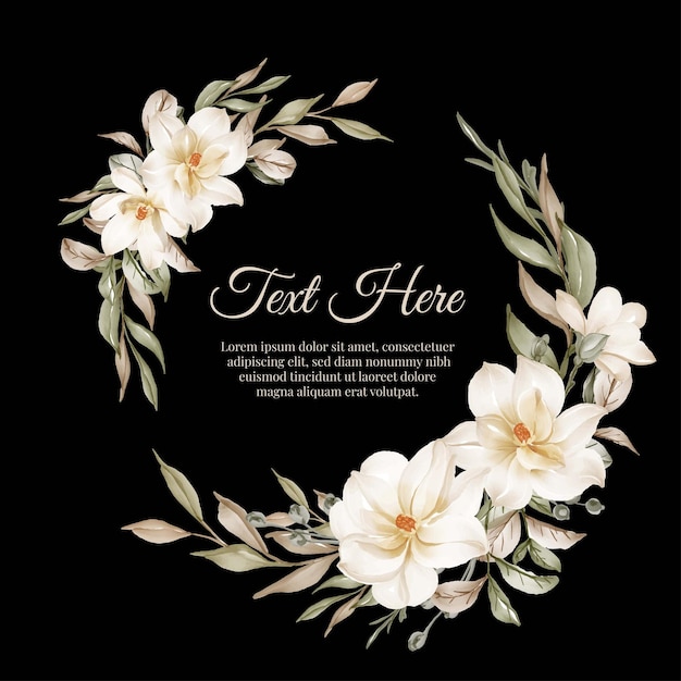 Flower wreath frame of flower magnolia white