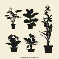 Free vector flowerpots silhouettes