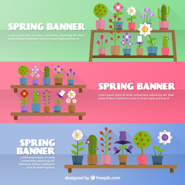Цветочные горшки весной баннеры