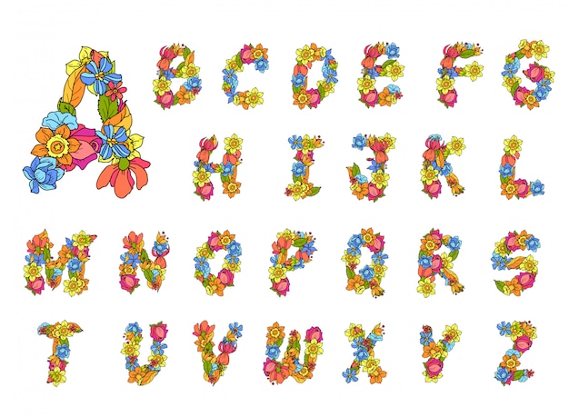 Flowers Alphabet Colored