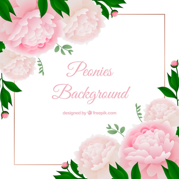 Free vector flowers background with peonies