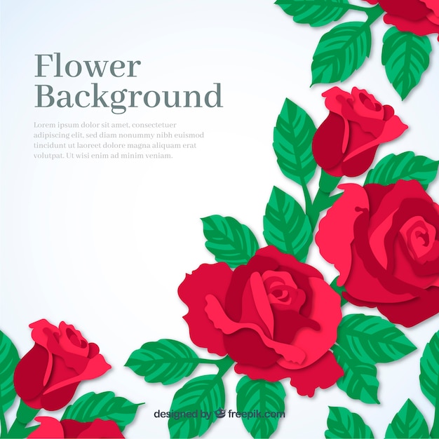 Flowers background with red roses