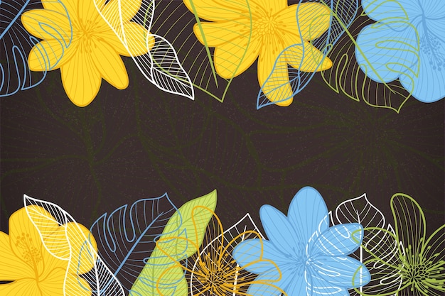 Free vector flowers on blackboard background