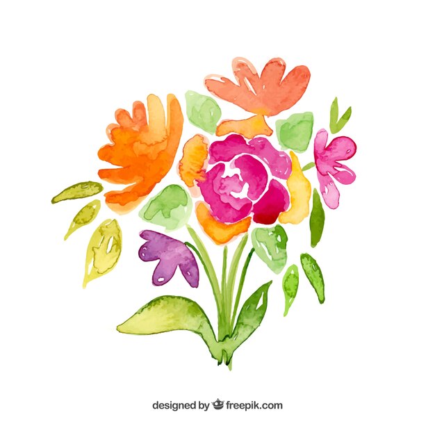 Flowers bouquet in watercolor style