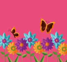 Free vector flowers butterflies spring