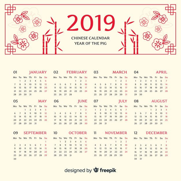 Flowers chinese new year calendar