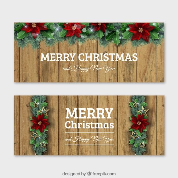 Flowers christmas banners