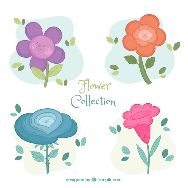 Vettore gratuito collezione di fiori in mano disegnato stile