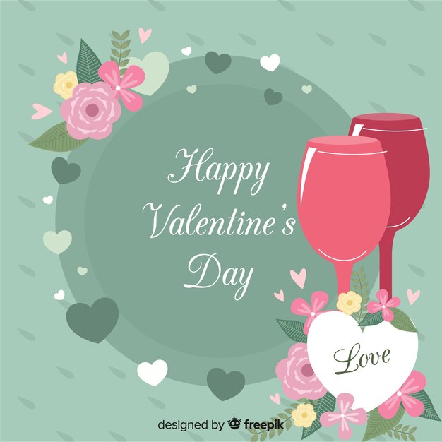 Flowers and drink valentine background