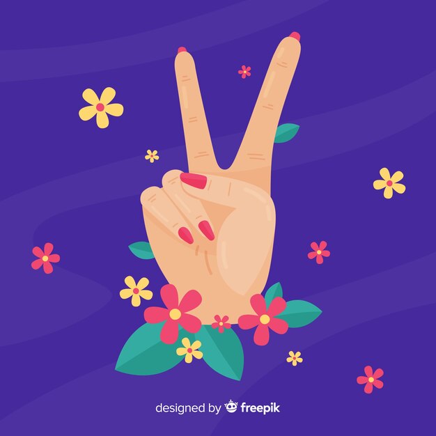 Flowers Hand Peace Sign Background