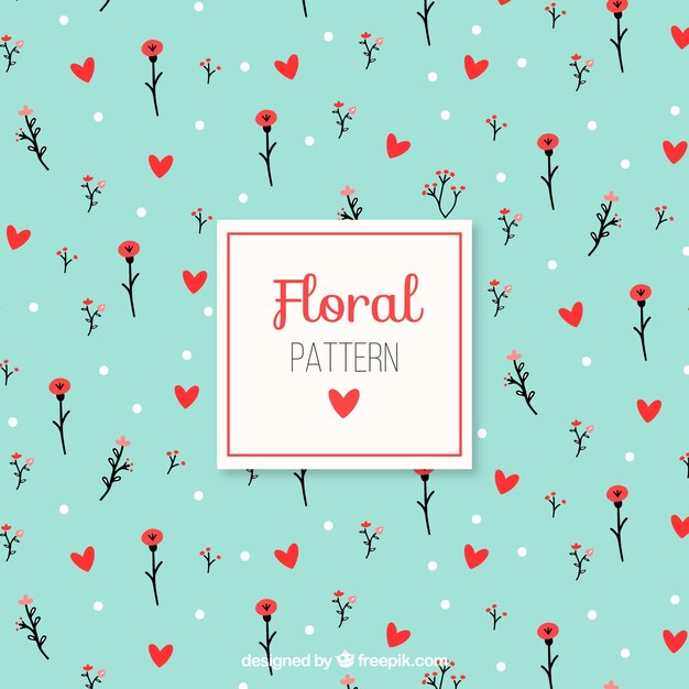 Flowers and hearts pattern