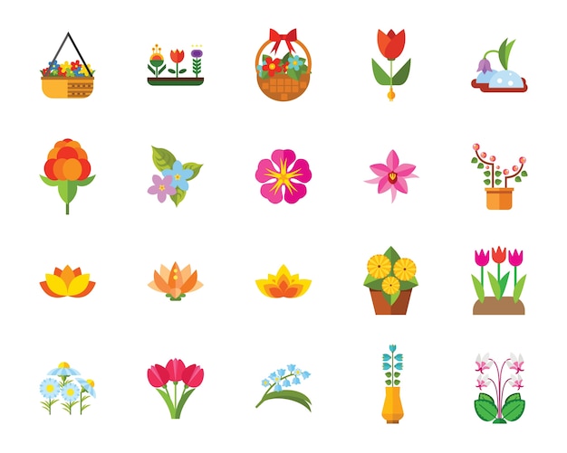 Free vector flowers icon set