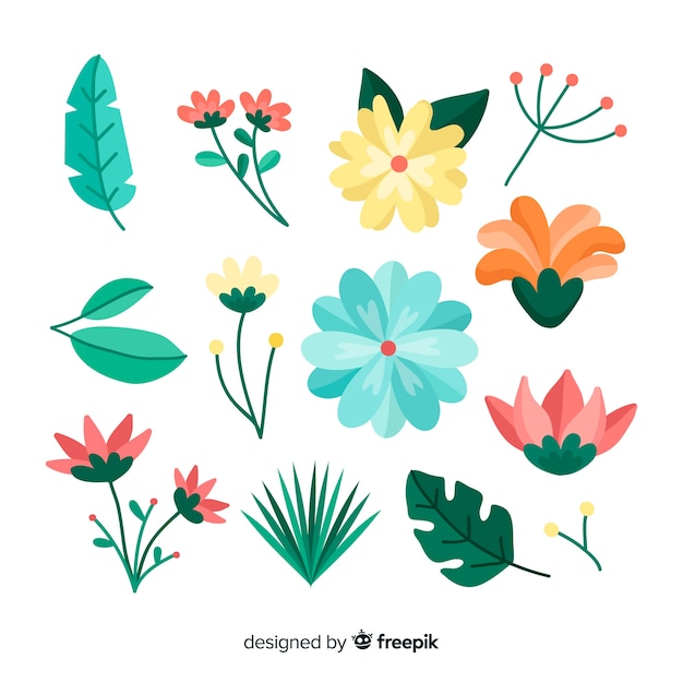 Free vector flowers and leaves collectio