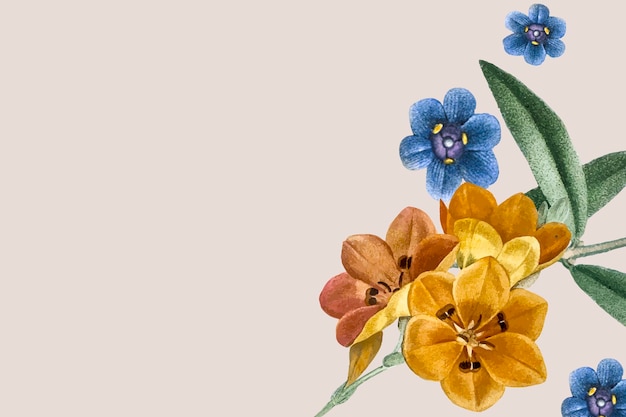 Бесплатное векторное изображение Цветы на кремовом фоне
