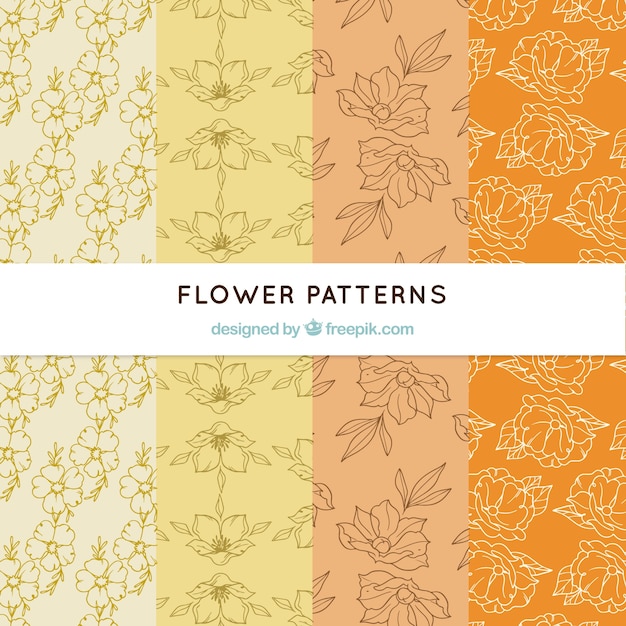 Flowers patterns collection with different colors