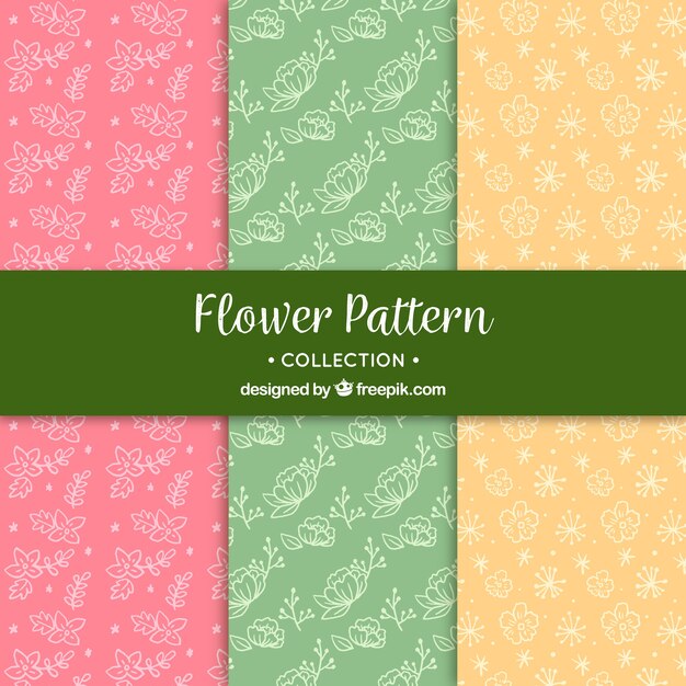 Flowers patterns collection with different colors