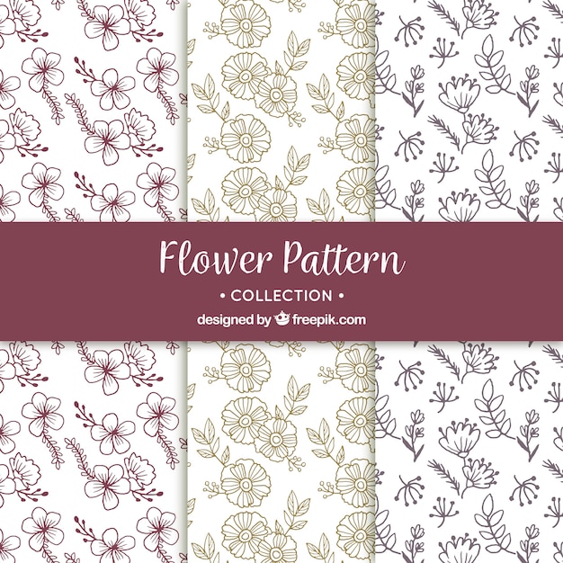 Free vector flowers patterns collection with different colors