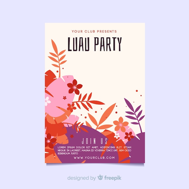 Flowers silhouettes luau poster template