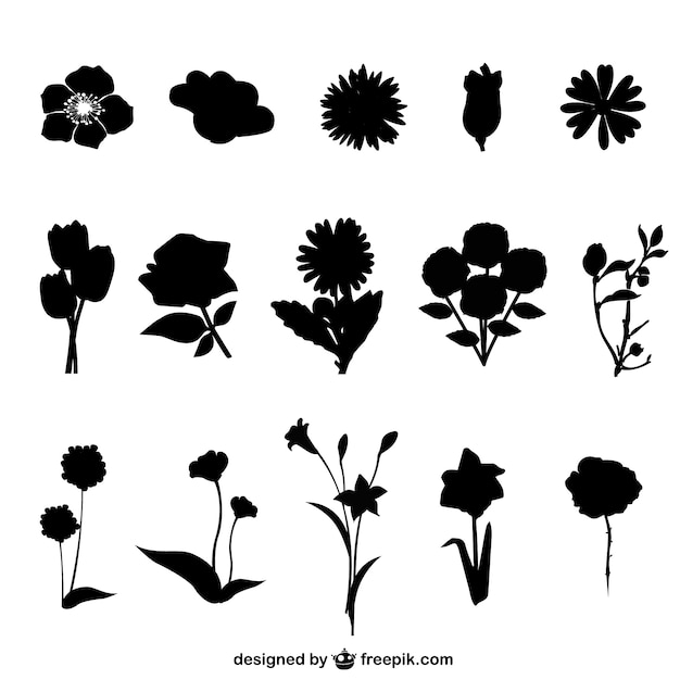 Free vector flowers silhouettes