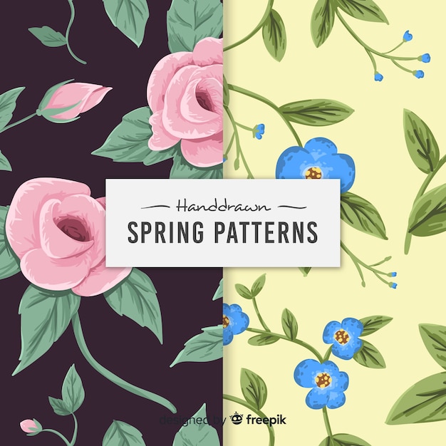 Flowers spring pattern set