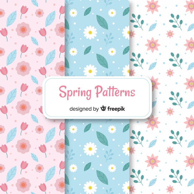 꽃 봄 패턴 세트