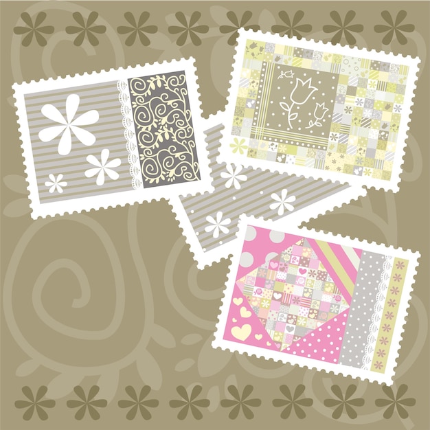 Free vector flowers stamps vector illustration