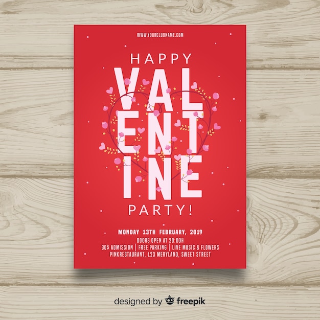 Vettore gratuito poster di fiori san valentino partito