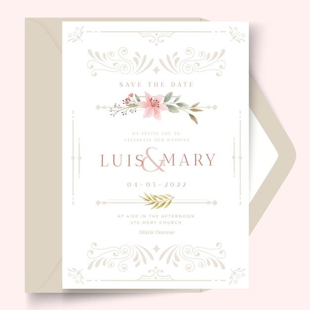 Flowers wedding card template