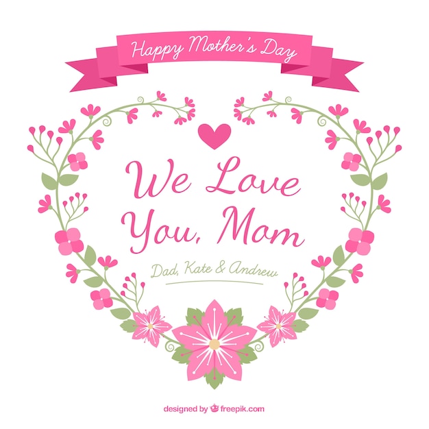 Free vector flowery heart background with nice message