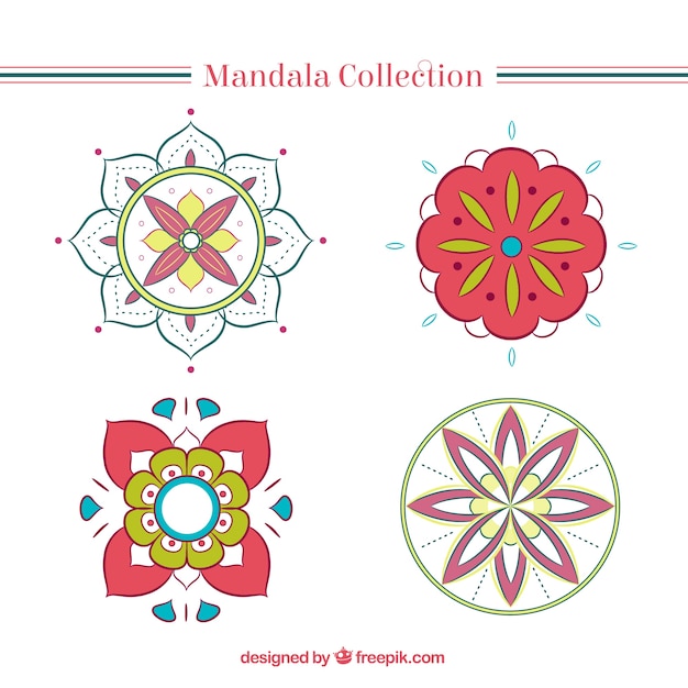 Бесплатное векторное изображение Коллекция цветочной коллекции мандалы