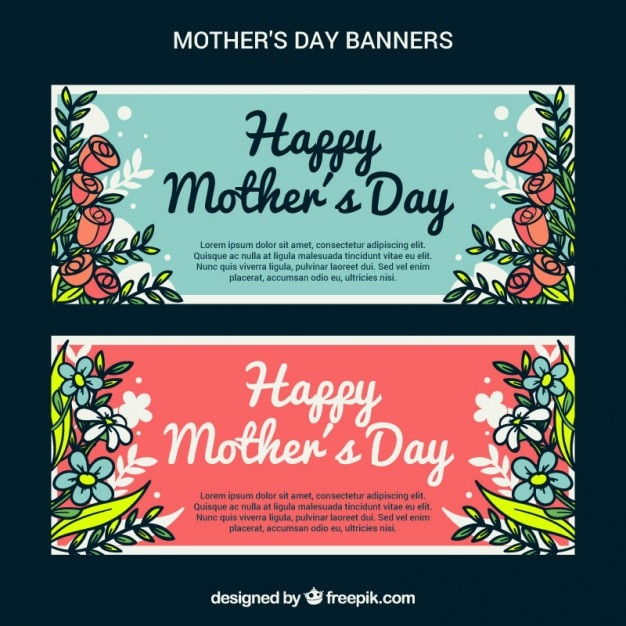 Flowery mother's day banners pack