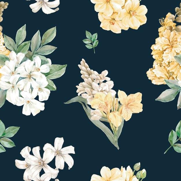 수채화 스타일의 꽃 패턴
