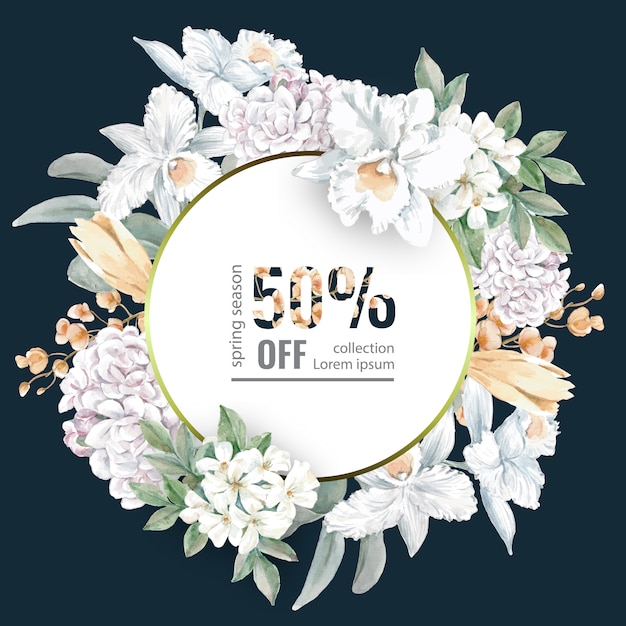 Free vector flowery sale flyer for spring shopping