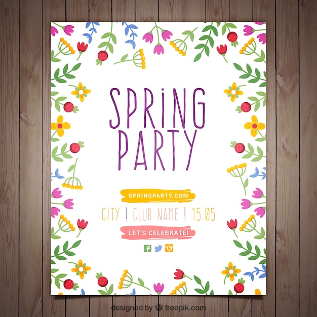 Free vector flowery spring party poster