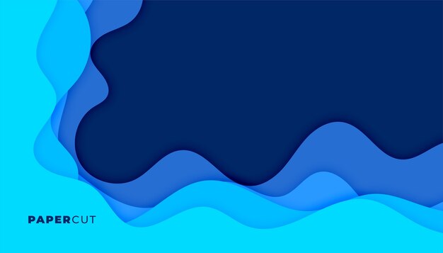 Flowing papercut wavy blue background with text space