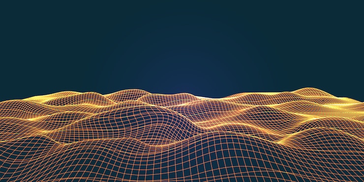 Free Vector flowing wireframe landscape with connecting lines