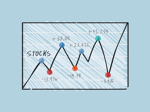 Fluctuation in financial stock market graph illustration