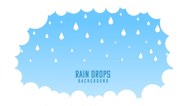 Free vector fluffy clouds with rain drops background