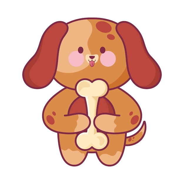 Free vector fluffy puppy and bone