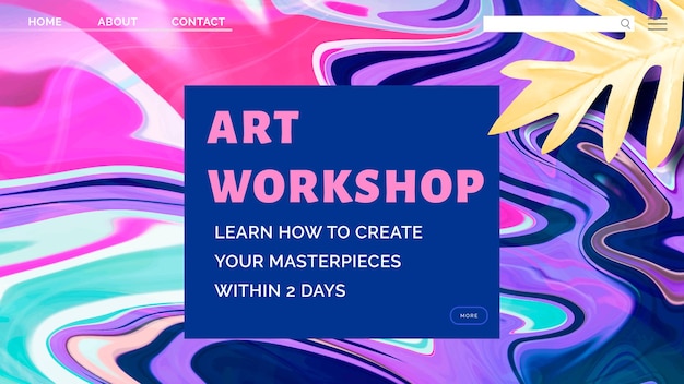 Fluid art banner template with art workshop text – Free Vector Download