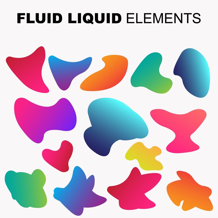 Free Vector fluid shape vector set gradient liquid with neon colors item for the design of a logo flyer persentation gift card poster on wall landing page coverbook banner social media posted