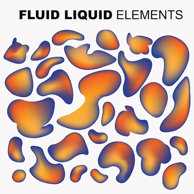 Векторный набор жидкой формы градиентная жидкость с неоновыми цветами предмет для оформления логотипа флаер подарочная карта презентация плакат на стене целевая страница обложка баннер баннер в социальных сетях