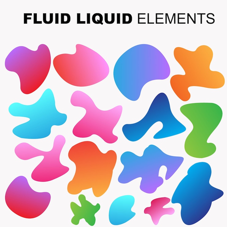 Free Vector fluid shape vector set gradient liquid with neon colors item for the design of a logo flyer persentation gift card poster on wall landing page coverbook banner social media posted