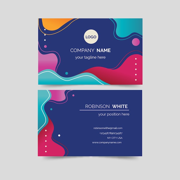 Fluid shapes colourful business card template